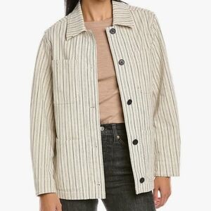 Rebecca Taylor Striped Utilitarian Field Jacket Cotton Twill Sz M As Seen On TV